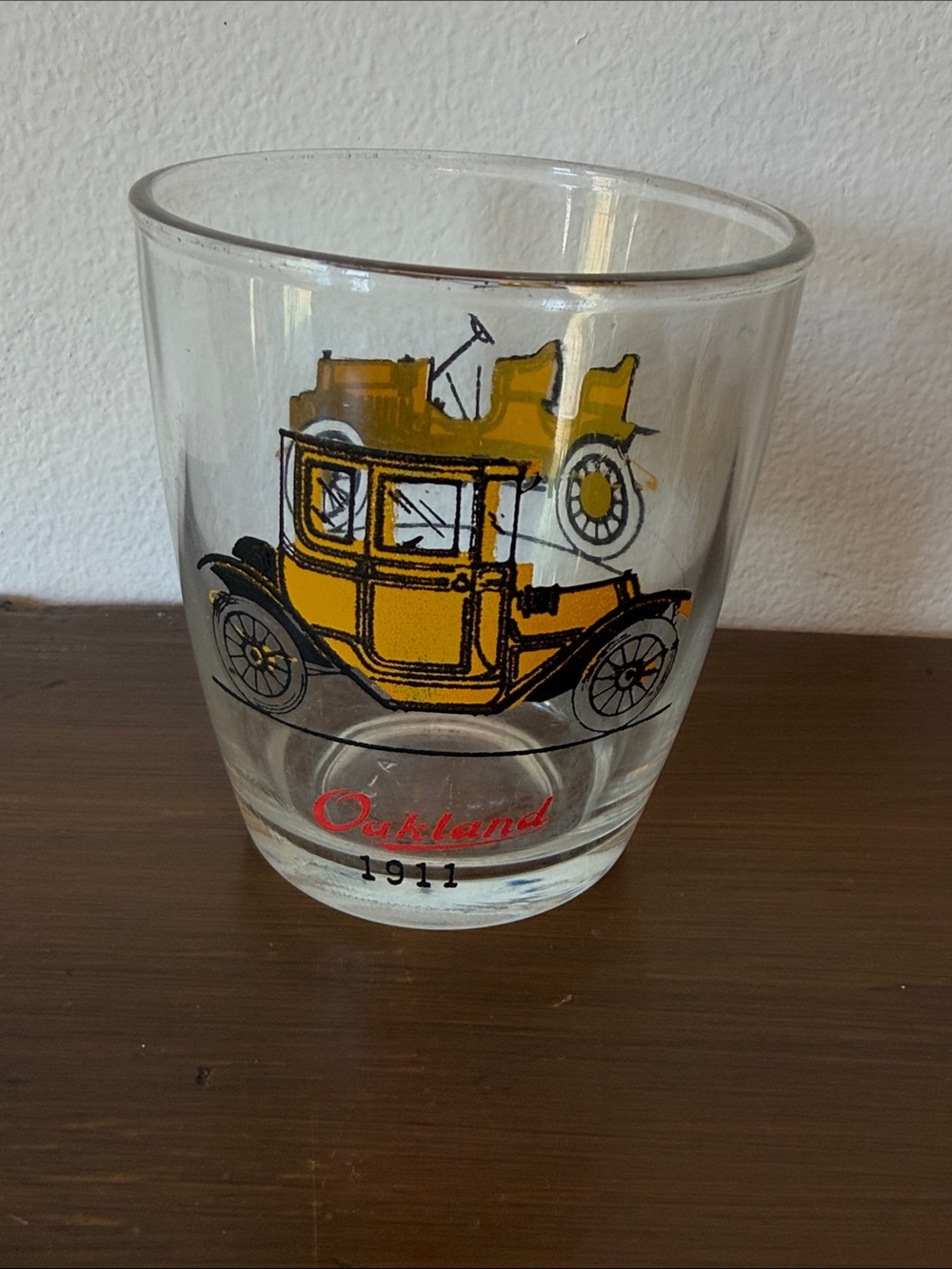 Hazel-Atlas Vintage Whiskey Rocks Glass Car Printed Glass-Buick and Oakland